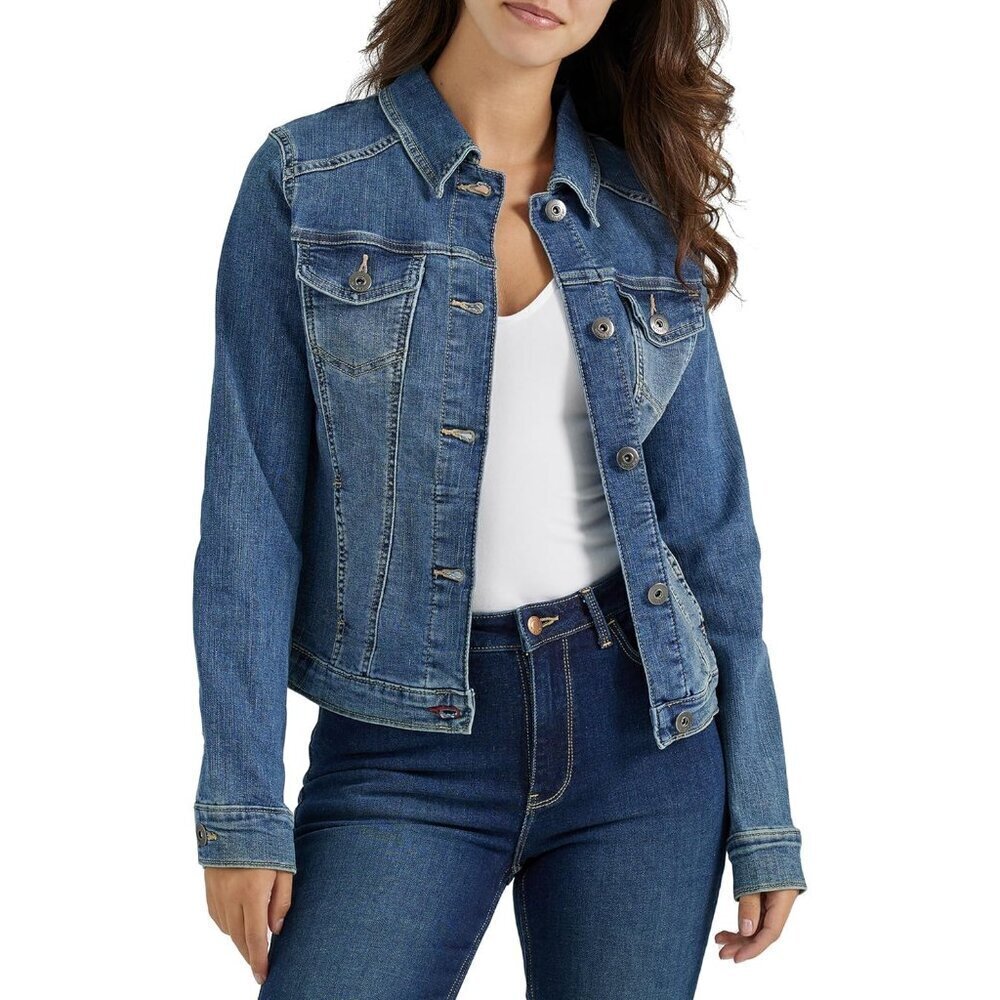 Women's Stretch Denim Jacket X-Large Classic Casual Utility Blue